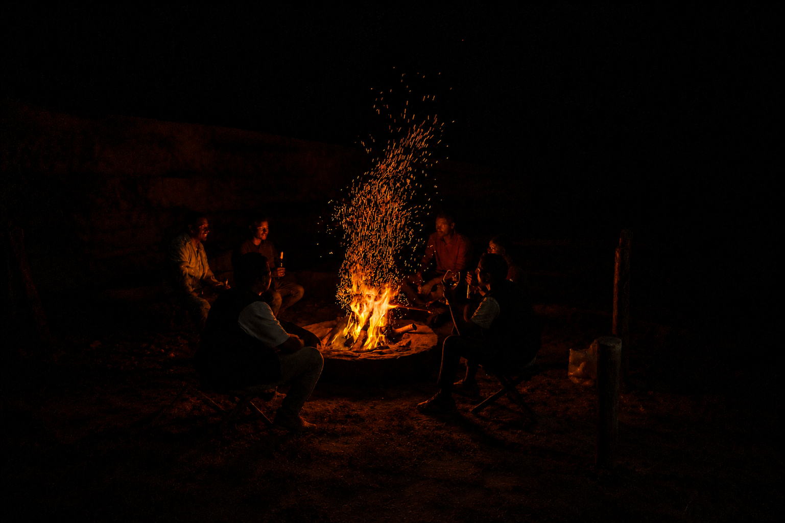 Campfire and Volcano Atmosphere at Virunga House